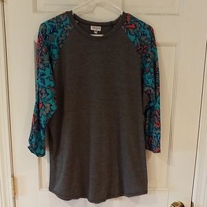 LULAROE Randy 2XL - gray with teal print